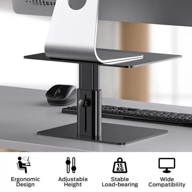 Alt view image 13 of 14 - Monitor Stand, Adjustable Monitor Riser Metal Computer Stand Compatible with TV, PC, Laptop, Computer, iMac, and All Screen Display-Black