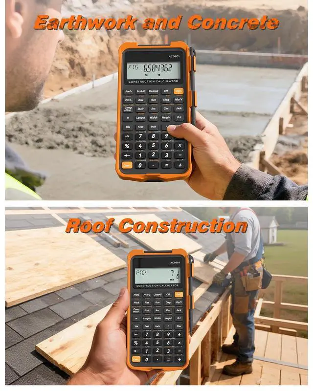 Alt view image 13 of 14 - Construction Calculator with Writing Tablet Industrial & Scientific Engineering Calculator for Contractor, Concrete Pocket Feet-inch-Fraction Calculators for Carpenter, Framer, Remodeler