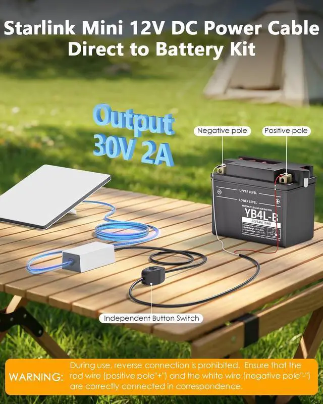 Alt view image 9 of 14 - Starlink Mini 12V Battery Adapter with Switch 12V-24V to 30V 2A Step Up Converter Starlink Mini DC Power Supply Adapter Direct to Battery Cable O-Ring No Voltage Drop Waterproof for Truck,RV,Camping