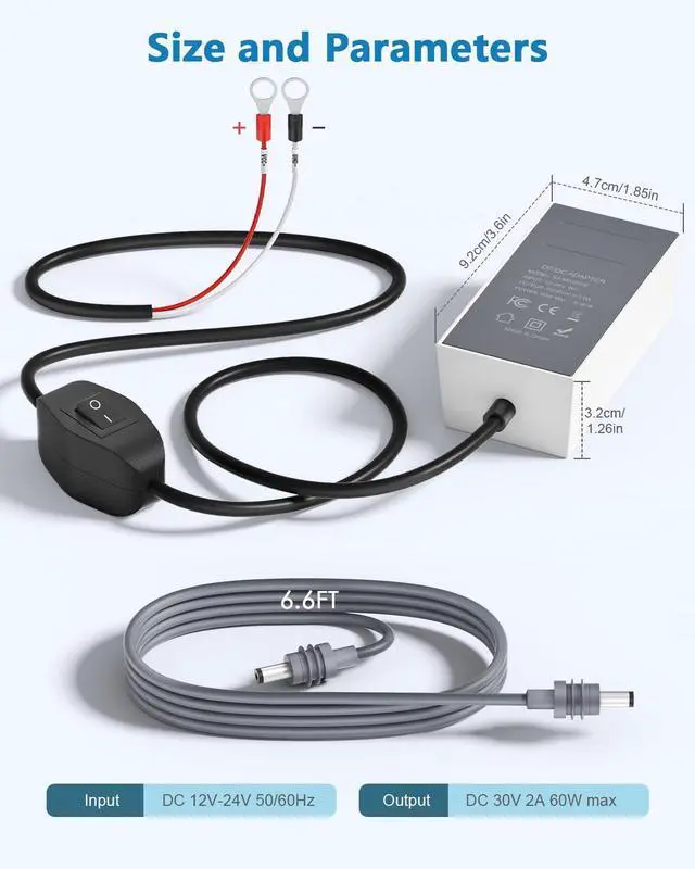 Alt view image 14 of 14 - Starlink Mini 12V Battery Adapter with Switch 12V-24V to 30V 2A Step Up Converter Starlink Mini DC Power Supply Adapter Direct to Battery Cable O-Ring No Voltage Drop Waterproof for Truck,RV,Camping
