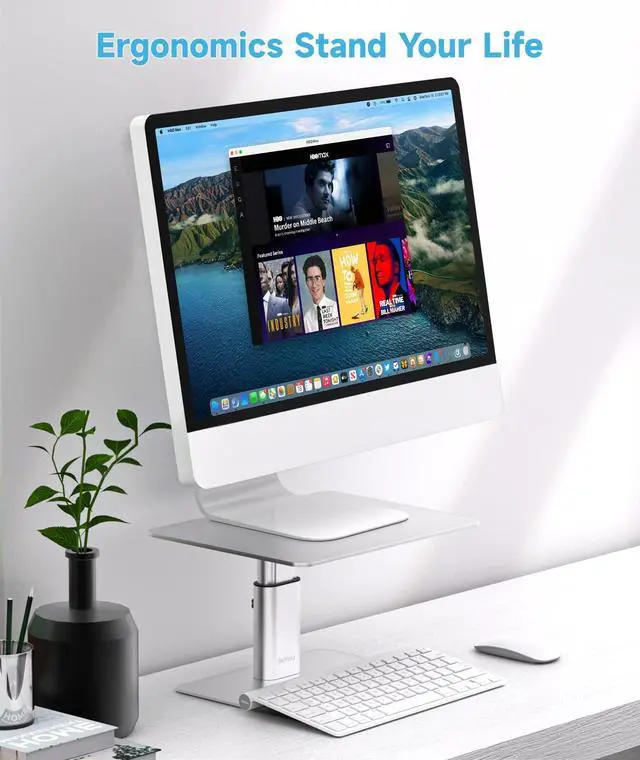 Alt view image 9 of 14 - Monitor Riser Stand, Adjustable Height Metal Desktop Stand Storage Organizer Compatible with TV, PC, Laptop, Computer, iMac, and All Screen Display-Silver