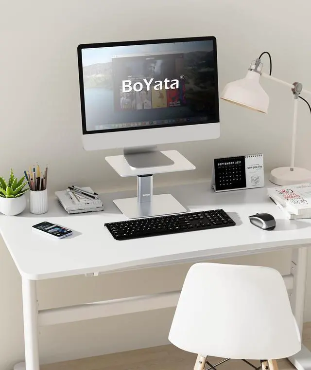 Alt view image 14 of 14 - Monitor Riser Stand, Adjustable Height Metal Desktop Stand Storage Organizer Compatible with TV, PC, Laptop, Computer, iMac, and All Screen Display-Silver