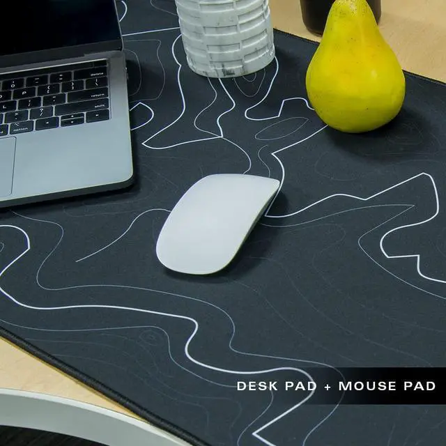 Alt view image 13 of 14 - Brand XL Extended Mouse Pad - L-Shaped Desk Mat with Stitched Edges - Non-Slip, Water-Resistant Keyboard Mat - Extra Large Desk Pad for Gamers, Home & Office Use - 36.22" x 15.74" (Topo)