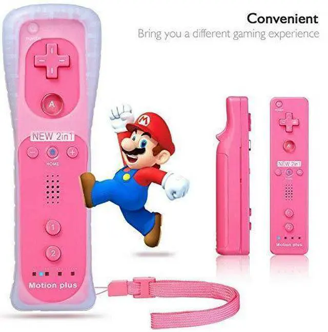 Alt view image 2 of 7 - Motion Plus 2 in 1 Wireless Remote Controller Gamepad Joystick for Nintendo Wii/Wii U, w/Silicone Case & Hand Strap (Blue)