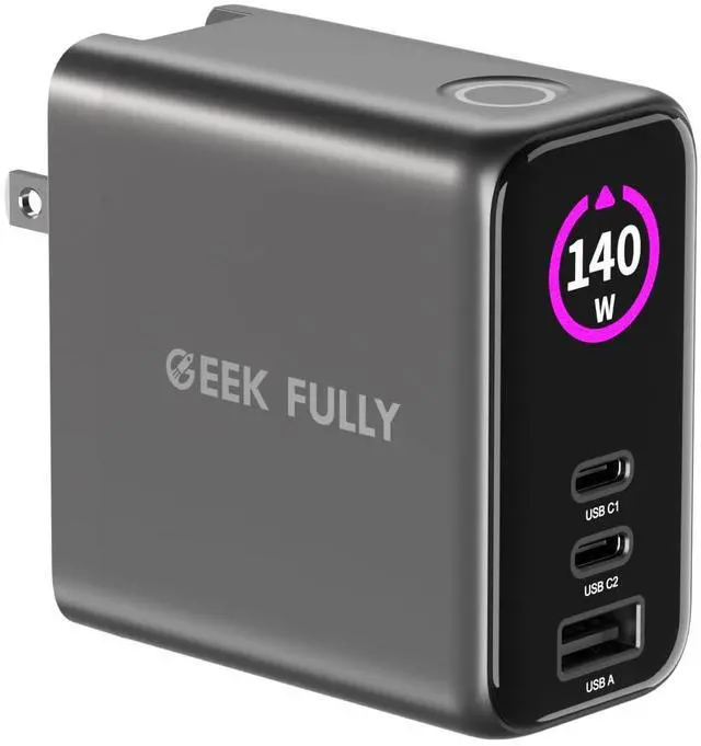 Alt view image 14 of 14 - 140W MAX USB C Charger | 3-Port Fast Charging Station (2xUSB-C PD3.1 + USB-A QC3.0) | Intuitive Touch Controls, for for MacBook, iPhone 17/16 Series, Samsung Galaxy, Pixel and More