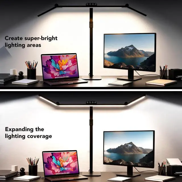 Alt view image 11 of 14 - LED Desk Lamp for Home Office with Base, 28.2" Adjustable Gooseneck Swing Arm Ultra Bright Desk Light, Dimmable Architect Table lamp for Desktop Computer Light, Reading, Study, Workbench