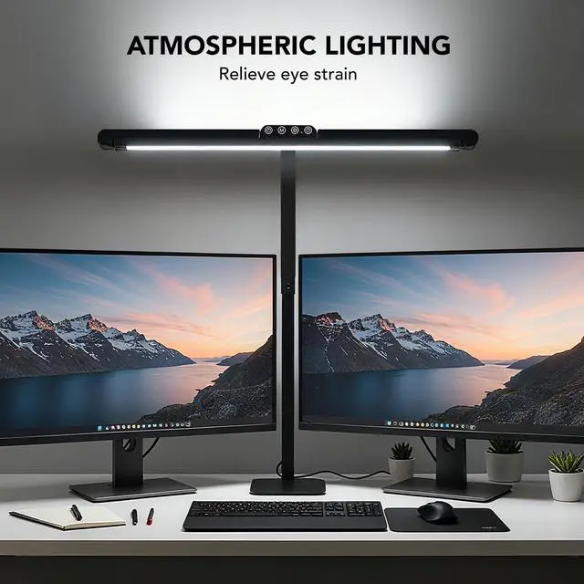 Alt view image 12 of 14 - LED Desk Lamp for Home Office with Base, 28.2" Adjustable Gooseneck Swing Arm Ultra Bright Desk Light, Dimmable Architect Table lamp for Desktop Computer Light, Reading, Study, Workbench