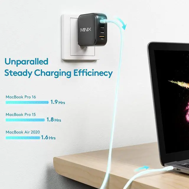 Alt view image 11 of 14 - P3 100W Turbo 4-Port GaN Wall Charger, 3 x USB C port Fast Charging Power Adapter(Max 100W/20W), 1 USB-A (Max 18W). Compatible with MacBook Pro Air, iPad Pro, iPhone 17/16 Pro Max,Galaxy S23
