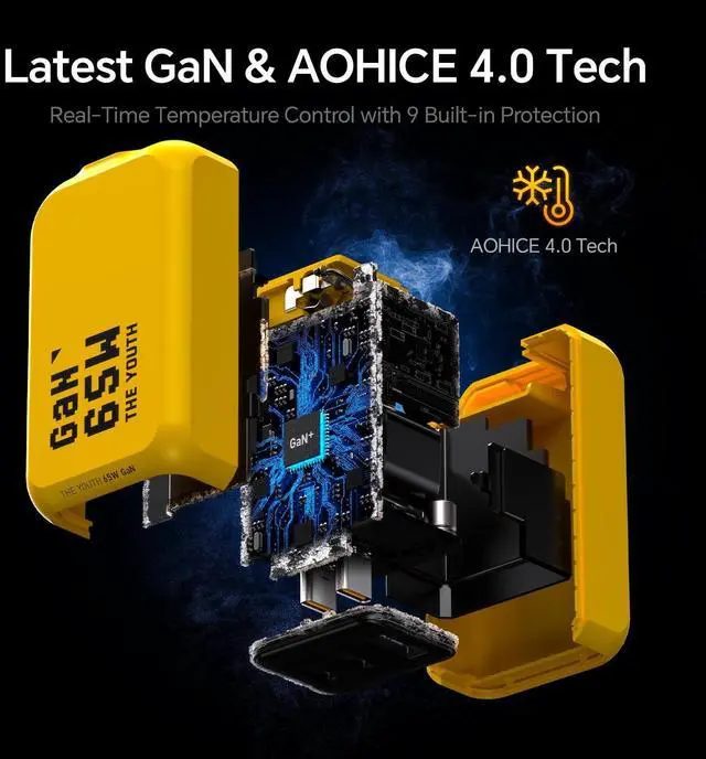 Alt view image 14 of 14 - Youth 65W GaN+ USB C Charger Block, 3-Port PPS Type C Compact Foldable Laptop Fast Wall Charger for MacBook Pro/Air, iPad Pro, iPhone 17/16 Pro Max, Galaxy S24, Pixel, Steam Deck and More, Yellow
