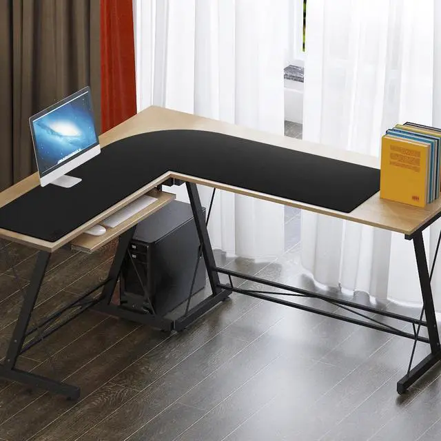 Alt view image 9 of 12 - L Shaped Corner Desk Pad, 43.3"x47.2" Leather Desk Mat, Waterproof Large Corner Mouse Pad for Office Home, L-Shaped Desk Cover Gaming Setup Computer Protection Supplies (Black)