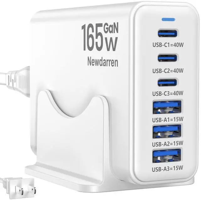 Alt view image 13 of 14 - iPhone 17 Charger USB C Fast Charger Block, 3 Type C Port Each 40W Charger for iPhone 17 16 15 Pro Max Plus, Galaxy S25 S24 S23, iPad, Tablet, Total 165W GaN 6 Port Wall Charging Station Hub Adapter
