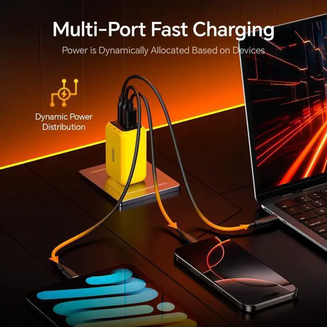 Alt view image 11 of 14 - Youth 65W GaN+ USB C Charger Block, 3-Port PPS Type C Compact Foldable Laptop Fast Wall Charger for MacBook Pro/Air, iPad Pro, iPhone 17/16 Pro Max, Galaxy S24, Pixel, Steam Deck and More, Yellow