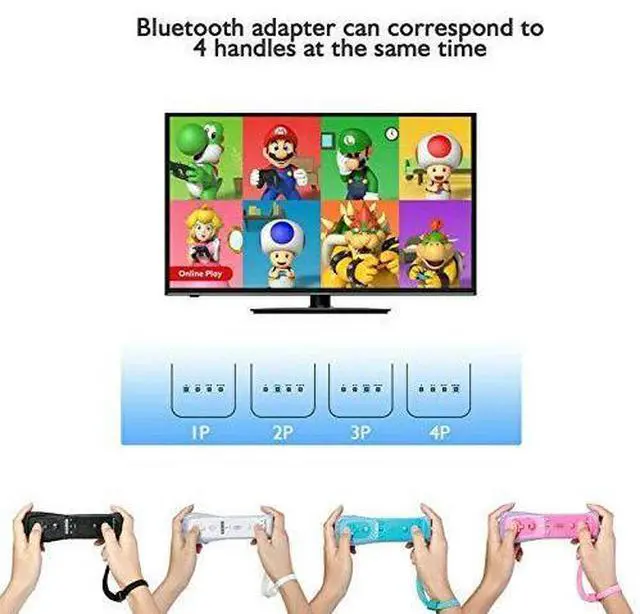 Alt view image 4 of 7 - Motion Plus 2 in 1 Wireless Remote Controller Gamepad Joystick for Nintendo Wii/Wii U, w/Silicone Case & Hand Strap (Blue)