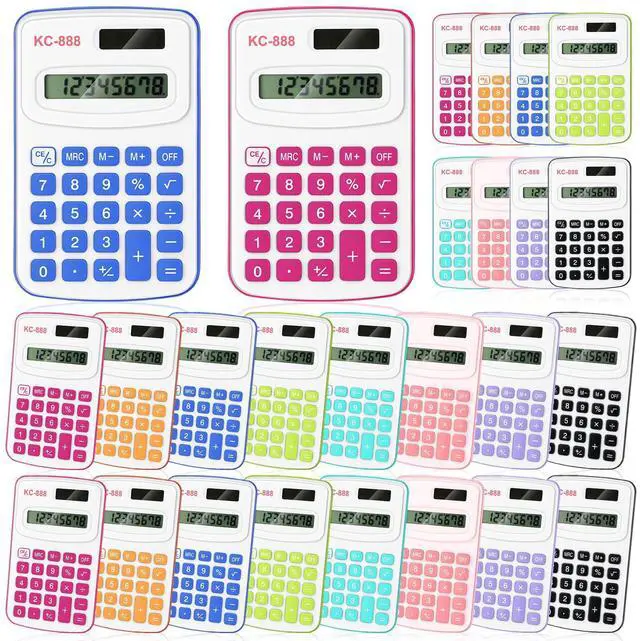 Alt view image 8 of 14 - 30 Pcs Pocket Size Calculator for Students Bulk Mini Handheld Cute Basic Standard with Button Battery 8 Digit Display Desktop Calculator for Office, School(Mixed Color)