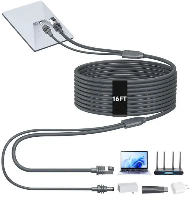 Alt view image 8 of 14 - 2 in 1 for Starlink Mini Ethernet Cable 16.4FT/5M, for Starlink Mini Cable + RJ45 Ethernet Cable, DC to DC, DC to C Power Cable Relacement Waterproof Accessries for Boat, Car