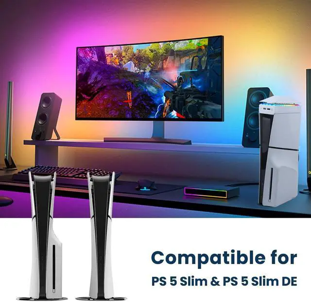 Alt view image 14 of 14 - Console Cooling Fan for PS5 Slim with Dust Cover Colorful LED Light for PS5 Slim Console Disc Edition & Digital Edition Silent Absorb Fan Cooler with 2 USB Port Playstation 5 Slim Cooling System