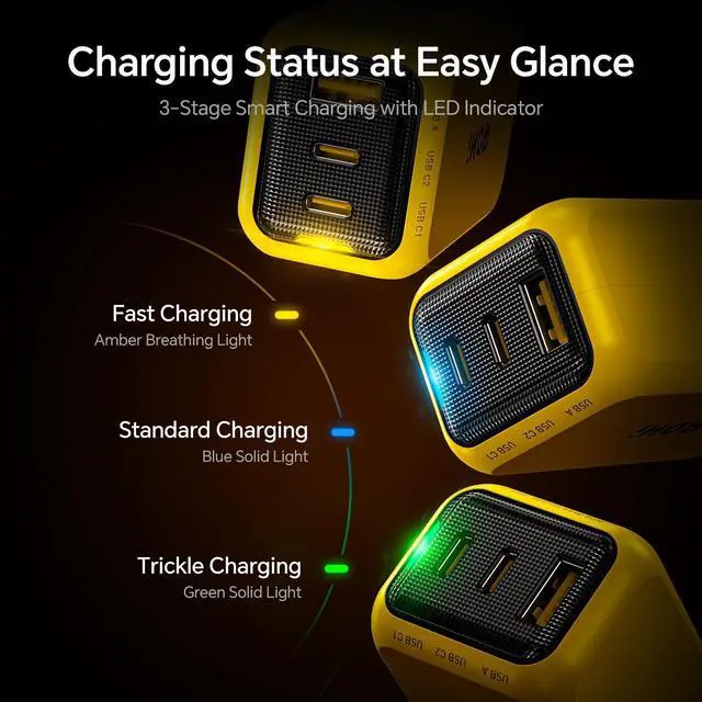 Alt view image 13 of 14 - Youth 65W GaN+ USB C Charger Block, 3-Port PPS Type C Compact Foldable Laptop Fast Wall Charger for MacBook Pro/Air, iPad Pro, iPhone 17/16 Pro Max, Galaxy S24, Pixel, Steam Deck and More, Yellow