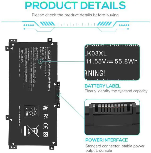 Alt view image 12 of 14 - LK03XL L09281-855 916814-855 Battery for HP Envy X360 bp1xx bq0xx bq1xx bq021dx bp112dx cn0xxx cn1xxx cn0011dx cn0012dx cp0xxx cp0011dx ae1xx ae111dx bw0xxx bw0013dx ce0xxx ce1xxx ce1013dx