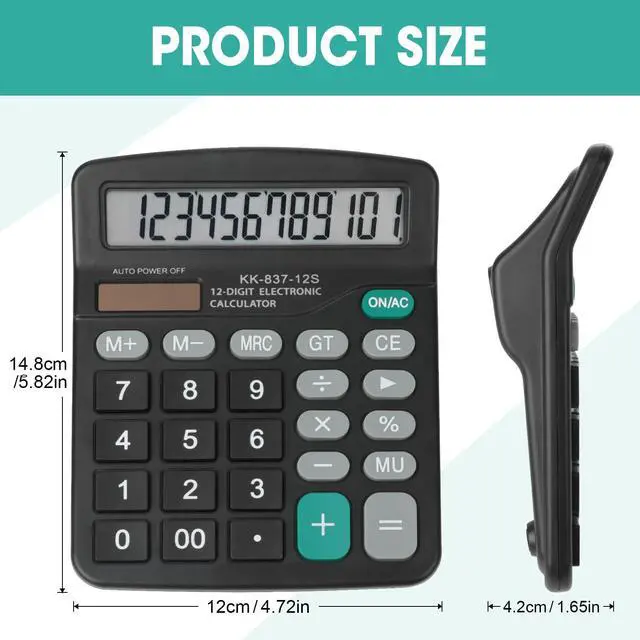 Alt view image 12 of 14 - 8 Pack Calculator Bulk, 12 Digits Calculators Desktop with Large LCD Display and Sensitive Butto, Solar and Battery Dual Power, Desk Calculator for Office, School, Home