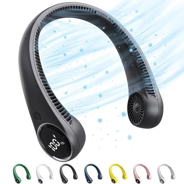 Alt view image 8 of 14 - Personal Cooling Portable Neck Fans - USB Rechargeable,360 Free Rotation & Lower Noise Bladeless Battery Operated Design with 3 Speeds Duration 48 hrs, Small Neck Air Conditioner(Black)
