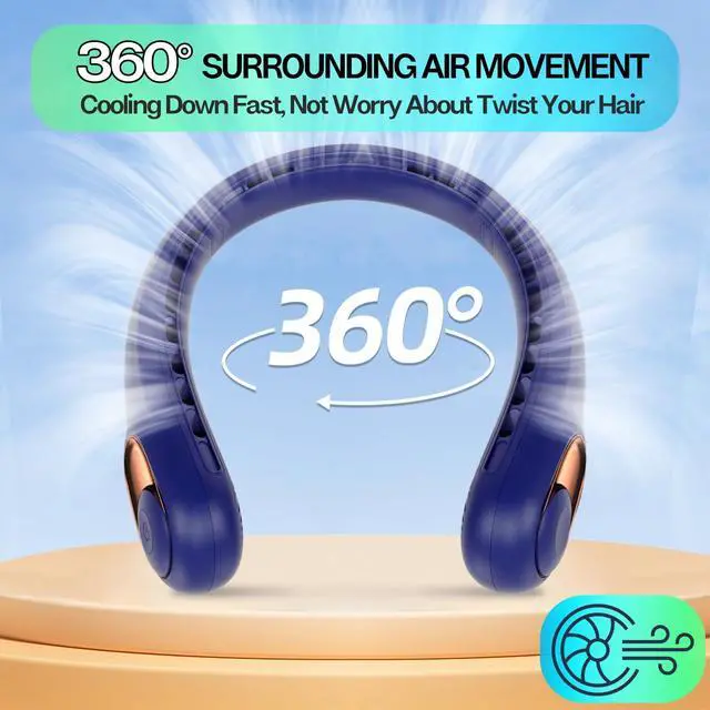 Alt view image 12 of 14 - Portable Neck Fan, Personal Bladeless Rechargeable, Upgraded 4000mAh Battery & 360° Surrounding Air Outlet, Increase Air Volume, Ultra Quiet, Long Use Time Wearable Fan for Home Travel