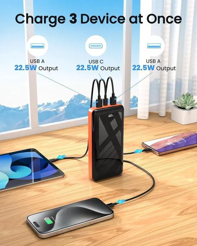 Alt view image 12 of 14 - Power Bank 50000mAh 22.5W Fast Charging Portable Charger, USB C Quick Charge with 3 Outputs&2 Inputs, LED Display, High Capacity External Cell Phone Battery Pack for iPhone, iPad, Android