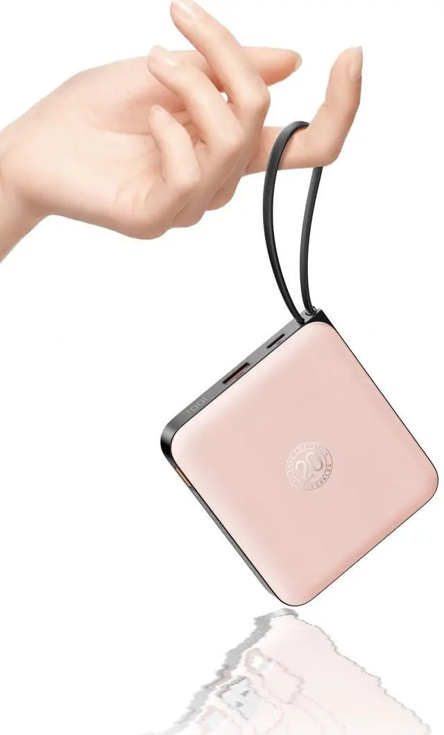 Alt view image 8 of 14 - Portable Charger for iPhone Built-in Cables, 22.5W USB C Fast Charging 10000mAh Pocket Power Bank, Battery Pack for iPhone 17 16 & Samsung Galaxy S26 S25 etc Android, Pink(1 Pack)