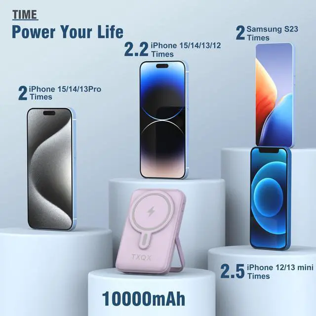 Alt view image 14 of 14 - Wireless Portable Charger 10000mAh,Magnetic Power Bank with Built-in Cables LED Display,22.5W PD Fast Charging for Magsafe Battery Pack Compatible with iPhone16/15/14/13/12/Pro/Pro Max(Purple)