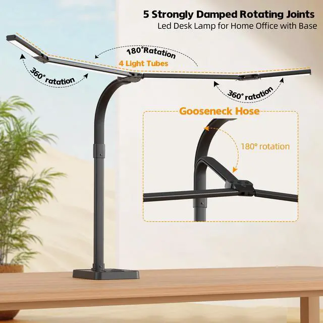 Alt view image 12 of 12 - desk lamp for home officeArchitect Led Desk Lamp with 25 Lighting Modes Adjustable Flexible Gooseneck, 24W Ultra Bright Task Lamp with Atmosphere LightingBlack Desktop)