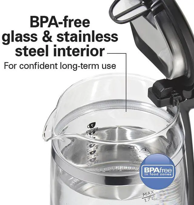 Alt view image 11 of 14 - Double Wall 1.7L Electric Kettle, Water Boiler & Heater, Built-In Mesh Filter, Auto-Shutoff & Boil-Dry Protection, Cordless Serving, Variable LED Indicator, Glass (40850)