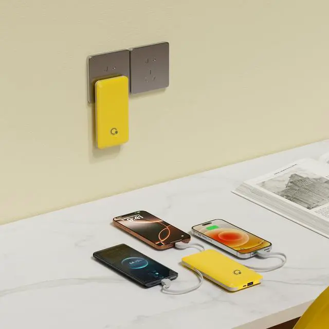 Alt view image 8 of 12 - Portable Charger with Built-in Cables and AC Wall Plug, USB C External Battery Pack, 10000mAh Travel Essentials Power Bank Compatible with iPhone 16/15/14/13, Samsung Galaxy, Pixel,Tablet and More