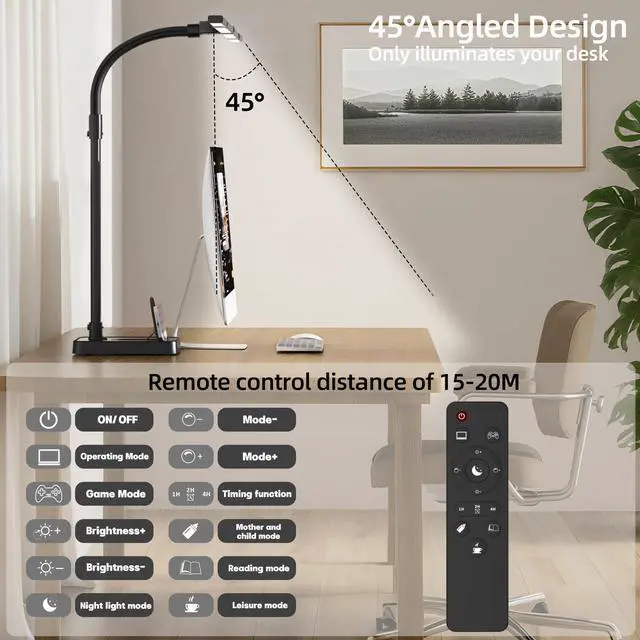 Alt view image 10 of 12 - desk lamp for home officeArchitect Led Desk Lamp with 25 Lighting Modes Adjustable Flexible Gooseneck, 24W Ultra Bright Task Lamp with Atmosphere LightingBlack Desktop)