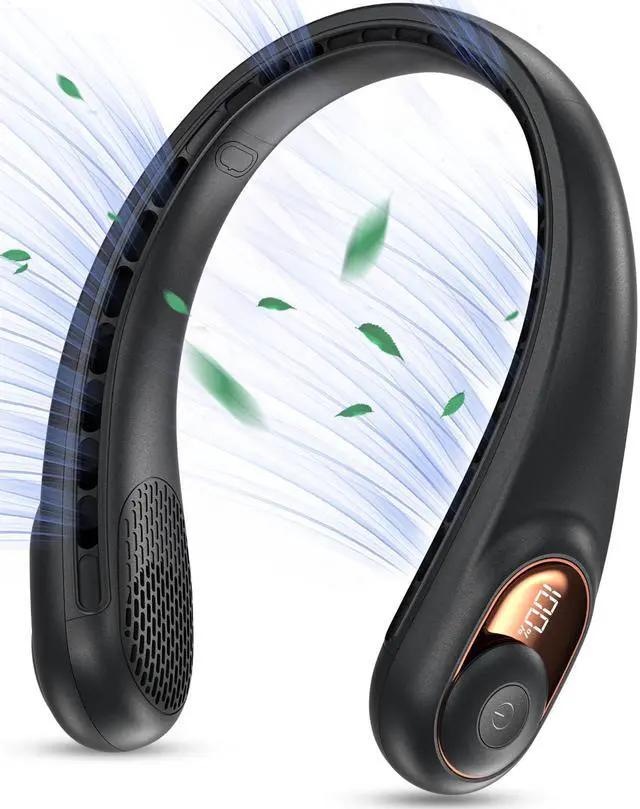 Alt view image 14 of 14 - Neck Fan, Portable Bladeless Neck Fans, Upgrade 360° Airflow, Super Quiet, 3 Speeds, 4000mAh Personal Wearable Neck Fan, Upgraded Cooling Air Volume USB Rechargeable Hands Free Fan