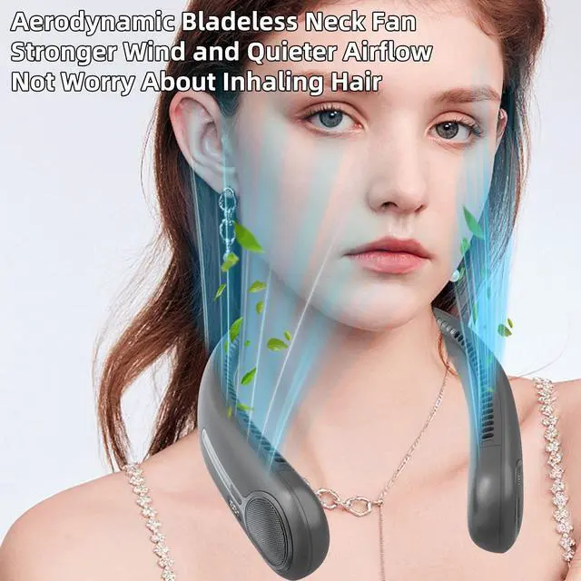 Alt view image 14 of 14 - Portable Neck Fan,Hands Free Personal Wearable Bladeless Fan,6000mAh USB Rechargeable,360° Cooling,LED Display,4-Speeds,Birthday Gifts for Men Women Dad Mom,Fathers Day,Mothers Day Gifts (Dark grey)