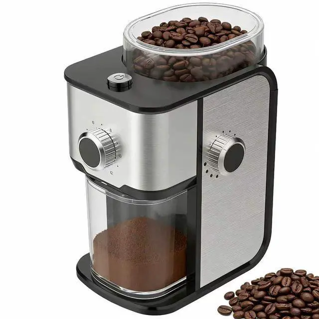 Alt view image 13 of 14 - Flat Burr Coffee Grinder Electric, Adjustable Coffee Grinder for Home Use, Compact Coffee Beans Grinder with 14 Grind Settings, 2-12 Cups for Home & Office