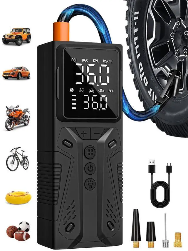 Alt view image 8 of 14 - Tire Inflator Portable Air Compressor, High-Speed 150PSI Cordless Air Pump for Car Tires with Powerful Battery, Auto Shut-Off - Portable Tire Pump for Car, Bike, Motorcycle and Balls