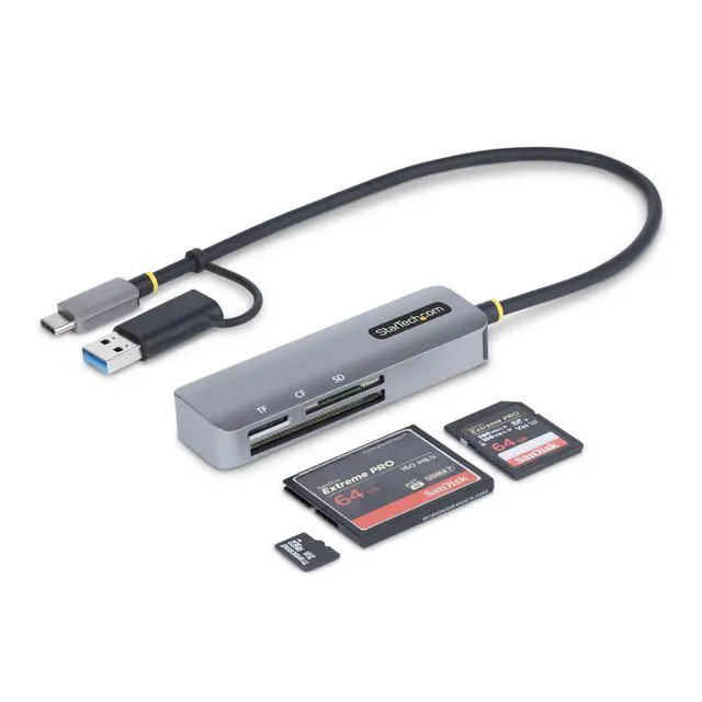 Alt view image 7 of 12 - USB 3.0 Multi-Media Memory Card Reader, SD/microSD/CompactFlash, USB-C External Card Reader with USB-A Adapter