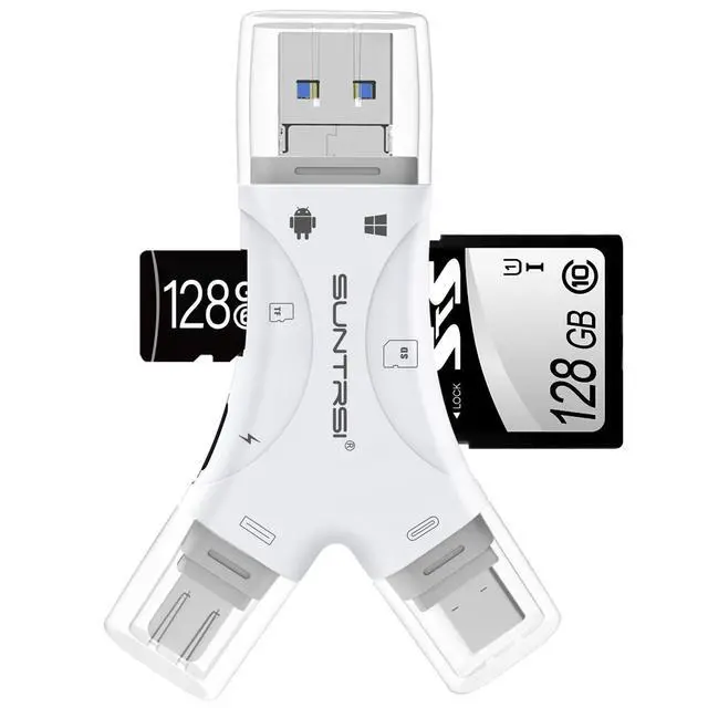 Alt view image 8 of 14 - SD Card Reader for iPhone/ipad/Android/Mac/Computer/Camera,4 in1 Micro SD Card Reader Trail Camera Viewer, Portable Memory Card Reader SD Card Adapter for SD and TF Cards(White)