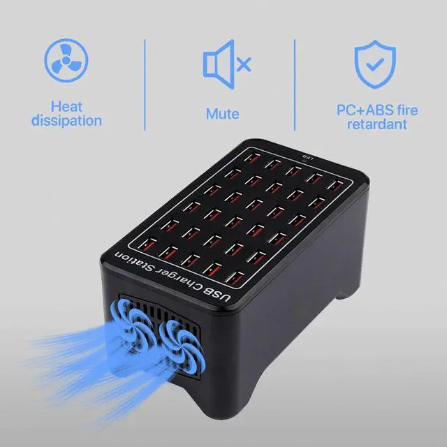 Alt view image 11 of 14 - 30 Port USB Charger, 150W/30A USB Smart Charger, 30-in-1 Desktop Charging hub, Multi-Port USB Charging Station for Samsung/iPhone/iPad/Google Pixel/Tablets and Other USB Electronics