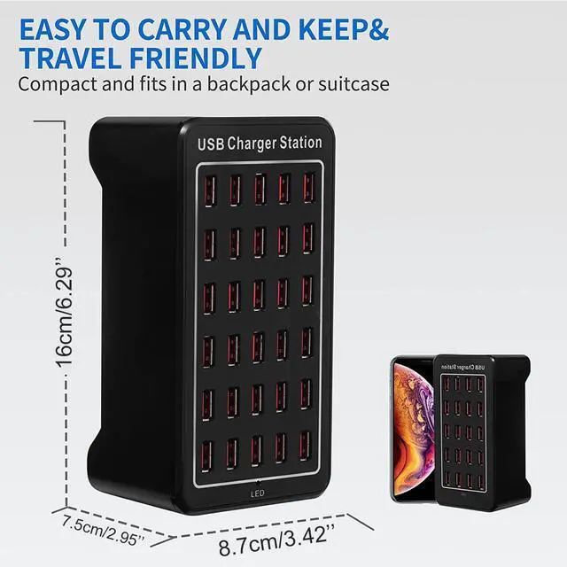 Alt view image 13 of 14 - 30 Port USB Charger, 150W/30A USB Smart Charger, 30-in-1 Desktop Charging hub, Multi-Port USB Charging Station for Samsung/iPhone/iPad/Google Pixel/Tablets and Other USB Electronics