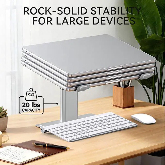 Alt view image 14 of 14 - Adjustable Laptop Stand for Desk, Computer Stand, Ergonomic Laptop Riser Holder Compatible with 10 to 17.3 Inches Notebook PC Computer, Aluminum Silver