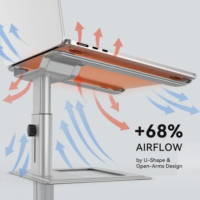 Alt view image 12 of 14 - Adjustable Laptop Stand for Desk, Computer Stand, Ergonomic Laptop Riser Holder Compatible with 10 to 17.3 Inches Notebook PC Computer, Aluminum Silver