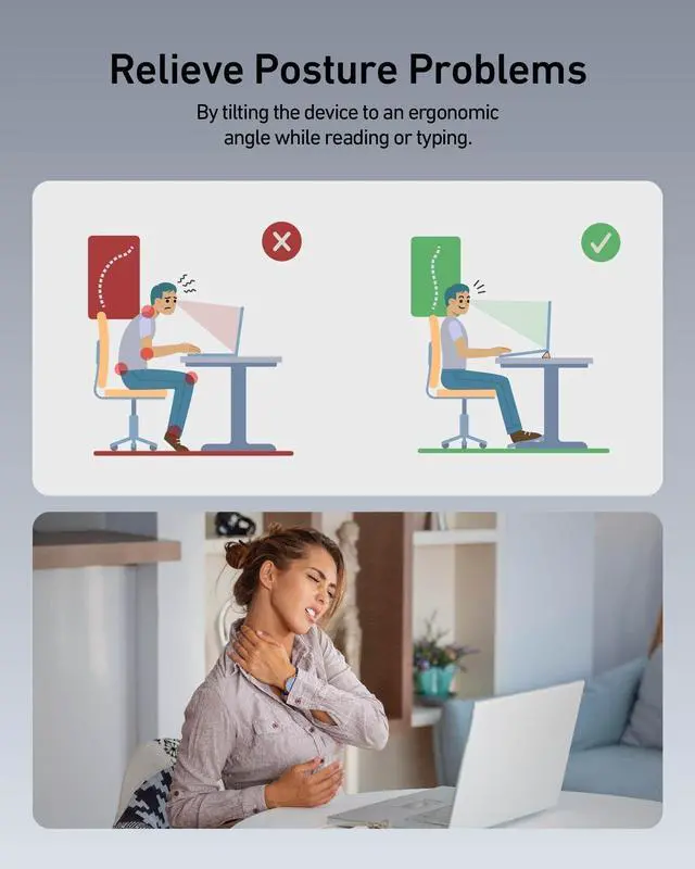 Alt view image 10 of 12 - 3 in 1 Silicone Laptop Stand, Keyboard Riser for Ergonomic Typing/Reading, Portable Laptop Cooling Stand, for Home Office School and Travel, Oval Base, Midnight