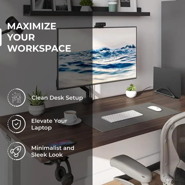Alt view image 9 of 14 - Vertical Laptop Stand for Desks in Matte Black, Upright Adjustable Holder to Dock Apple MacBook Stand, and Other Laptops to Organize Work & Home Office, Automatic Grip