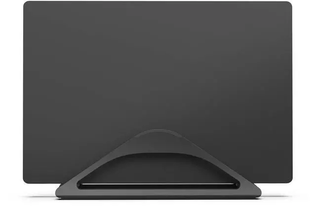 Alt view image 11 of 14 - Vertical Laptop Stand for Desks in Matte Black, Upright Adjustable Holder to Dock Apple MacBook Stand, and Other Laptops to Organize Work & Home Office, Automatic Grip