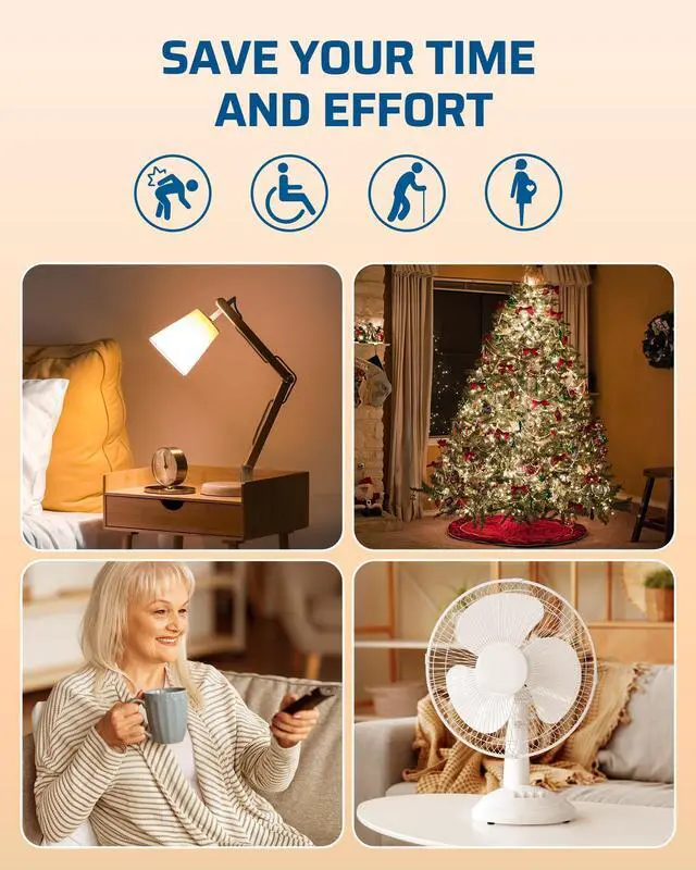 Alt view image 13 of 14 - Wireless Control Outlet for Christmas Decor, Programmable and Expandable Electrical Switch, 100FT Range, 125V/15A/1875W Light Switch, 2 Remote and 5 Outlets