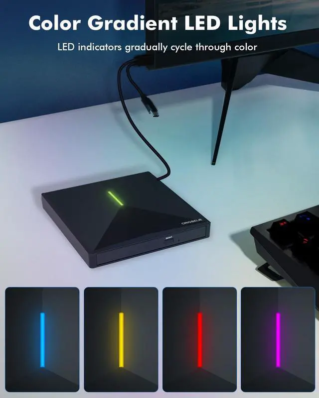 Alt view image 10 of 14 - External CD DVD Drive with 4 USB Ports and 2 TF/SD Card Slots, USB 3.0 Portable CD/DVD Disk Drive Player Burner Reader Writer for Laptop Mac PC Windows 11/10/8/7 Linux OS with Carrying Case