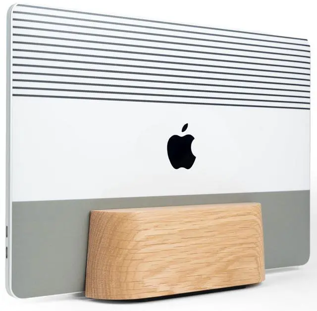 Alt view image 8 of 14 - Adjustable Vertical Laptop Stand for Desk, Wooden Laptop Holder, MacBook Pro Stand, Wood Mac Air Dock (Solid Oak)