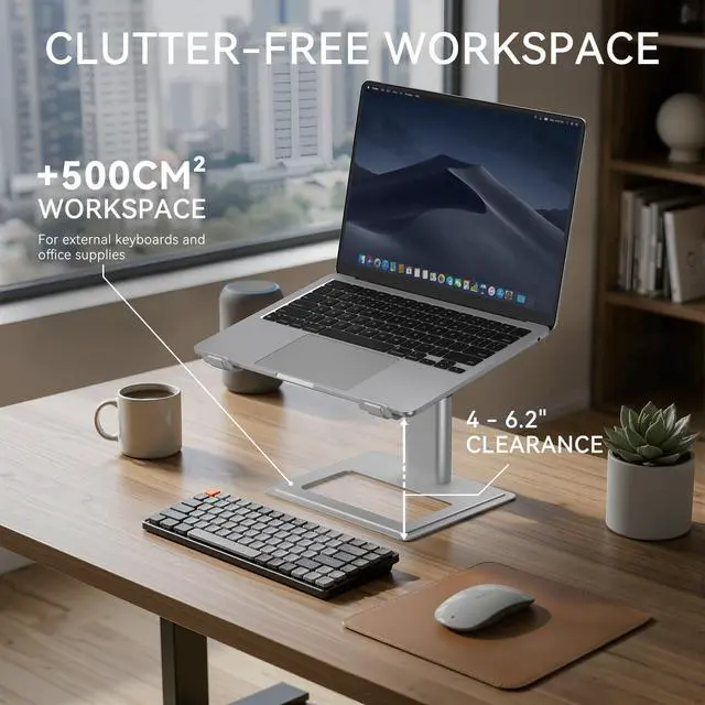 Alt view image 13 of 14 - Adjustable Laptop Stand for Desk, Computer Stand, Ergonomic Laptop Riser Holder Compatible with 10 to 17.3 Inches Notebook PC Computer, Aluminum Silver