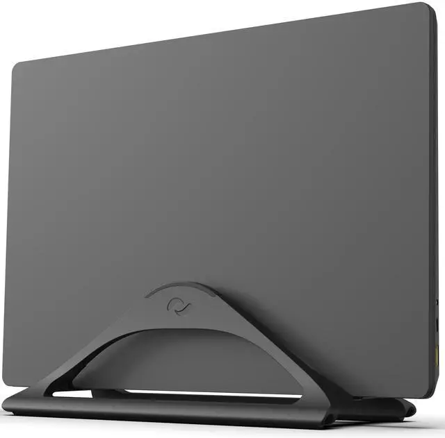 Alt view image 8 of 14 - Vertical Laptop Stand for Desks in Matte Black, Upright Adjustable Holder to Dock Apple MacBook Stand, and Other Laptops to Organize Work & Home Office, Automatic Grip